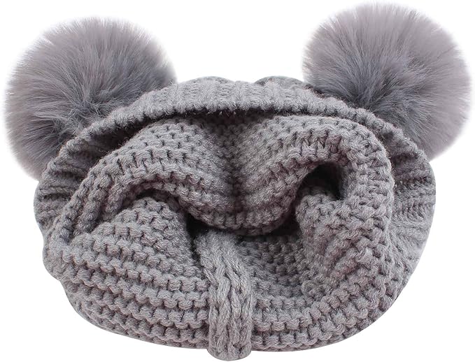Duoyeree Baby Winter Hat Scarf Glove Beanie Set Girls Boys Pom Pom Knitted Beanie Mitten Scarves for Toddler 0-3T