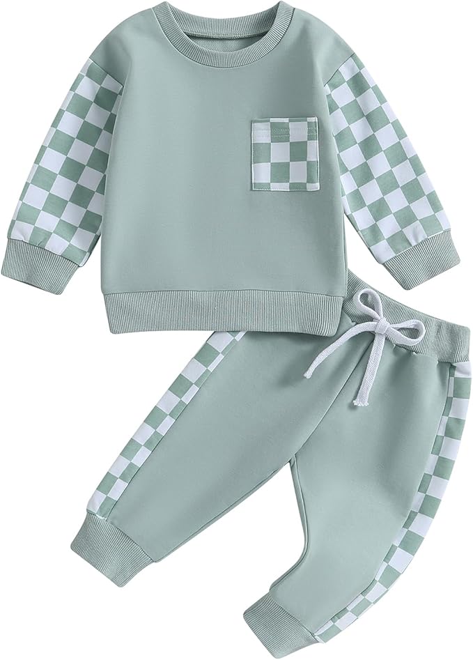 Fernvia Toddler Baby Girl Clothes 3 6 9 12 18 24 Months Fall Outfits Solid Long Sleeve Sweatshirt Tops + Pants Set