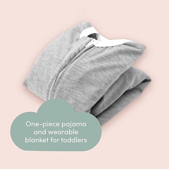 SleepingBaby Flying Squirrel Toddler Pajamas with Practical Zipper for Quick Diaper Changes and Travel Comfort - Heather Grey - 12-24 Months