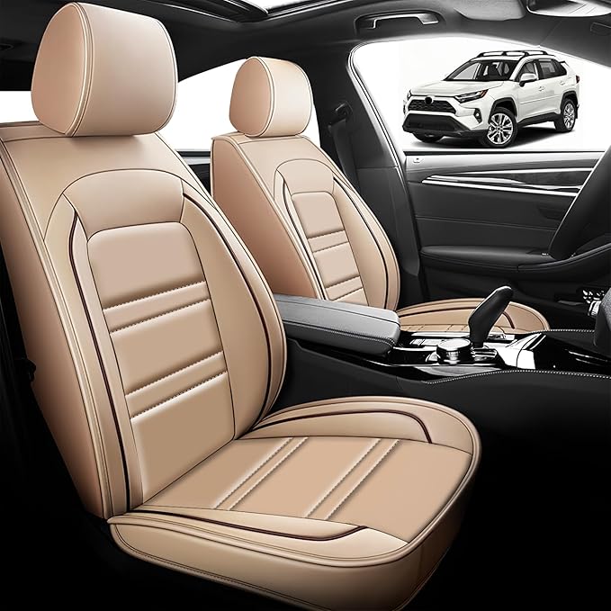 Seat Cover for Toyota rav4 2000-2025 | Car Seat Covers Front Seats, Waterproof Seat Protectors, Automotive Front Seat Covers (Front Seat, Beige)
