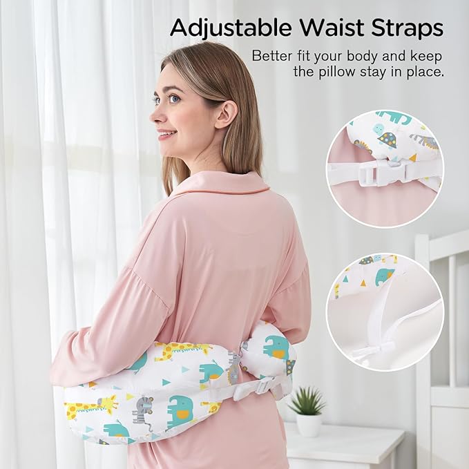 Little Grape Land Nursing Pillow, Multifunctional Breast Feeding Pillow with Arm Pillow, 3pk Baby Support Pillow with Adjustable Waist Strap and Removable Cover, Woodland Animals