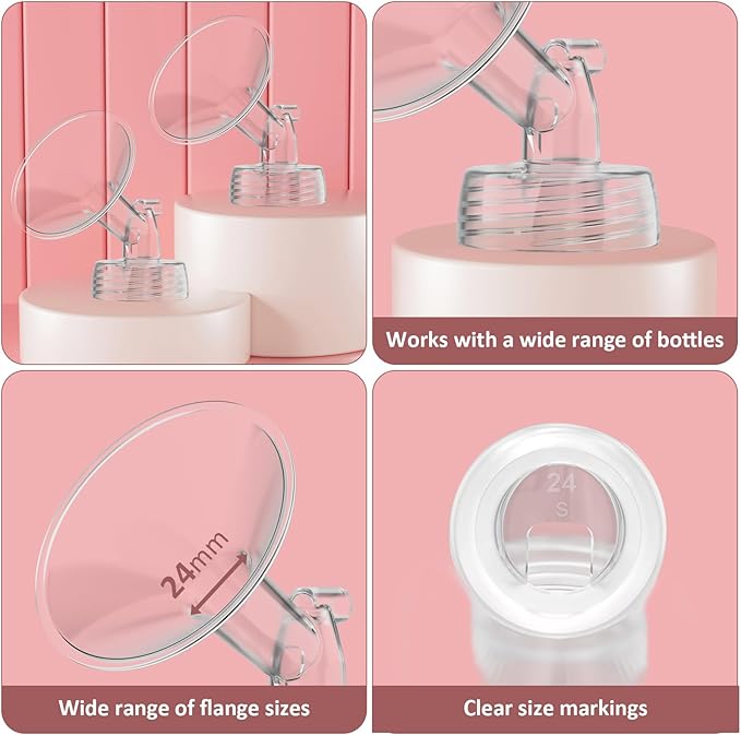 19mm Flanges Compatible with Spectra S2 S1 9 Plus Synergy Gold Breastpump, Not Original Spectra Replacement Pump Parts, Wide Mouth Flange Accessories for Elastic Nipples Work with Backflow Protector