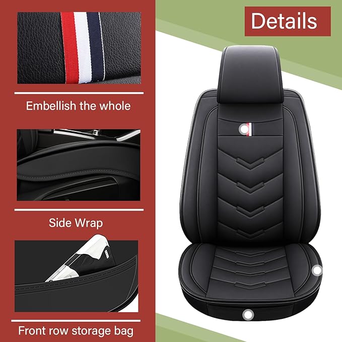 Leather Car Seat Covers Fit for LR Range Rover Evoque 2019-2025, 5 Seater Waterproof and Wear-Resistant Seat Cover Interior Accessories(Full Set,Black)