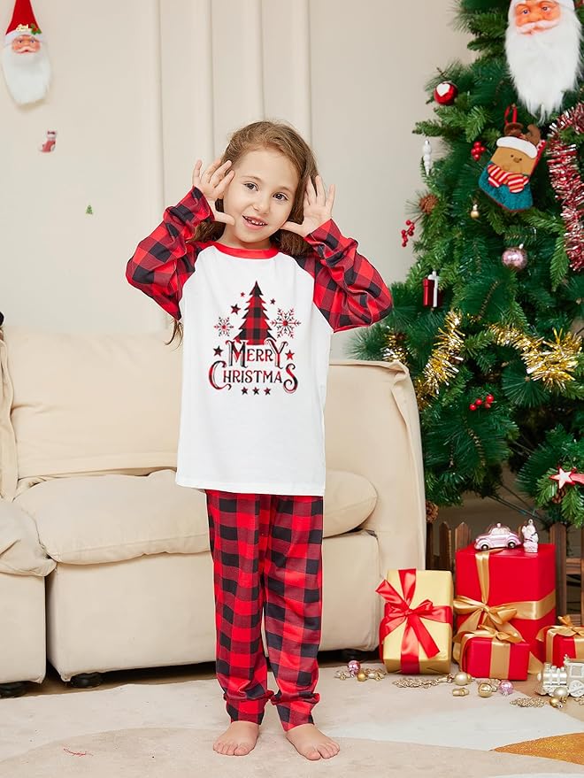 Awoscut Christmas Family Matching Pajamas Christmas Pjs Holiday Nightwear Sleepwear Sets Long Sleeve Pjs