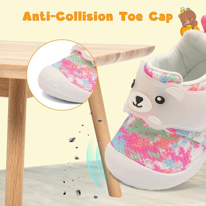 FEETCITY Baby Walking Shoes Wide Baby Shoes Boys Girls Infant Sneakers Crib Shoes Breathable Toddler Barefoot Shoes Slip On Shoes