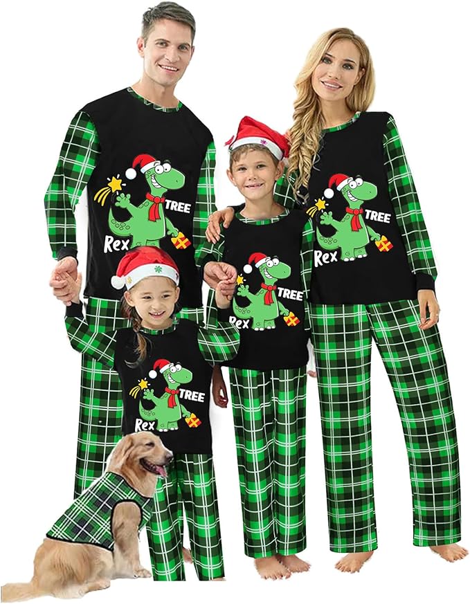 Awoscut Christmas Family Matching Pajamas Christmas Pjs Holiday Nightwear Sleepwear Sets Long Sleeve Pjs