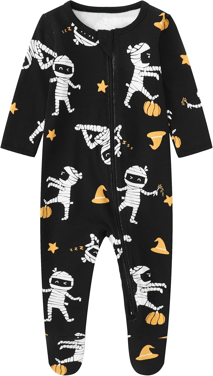 O2 BABY Baby Boys Girls Organic Cotton Zip-Front Sleeper Pajamas, Footed Sleep 'n Play