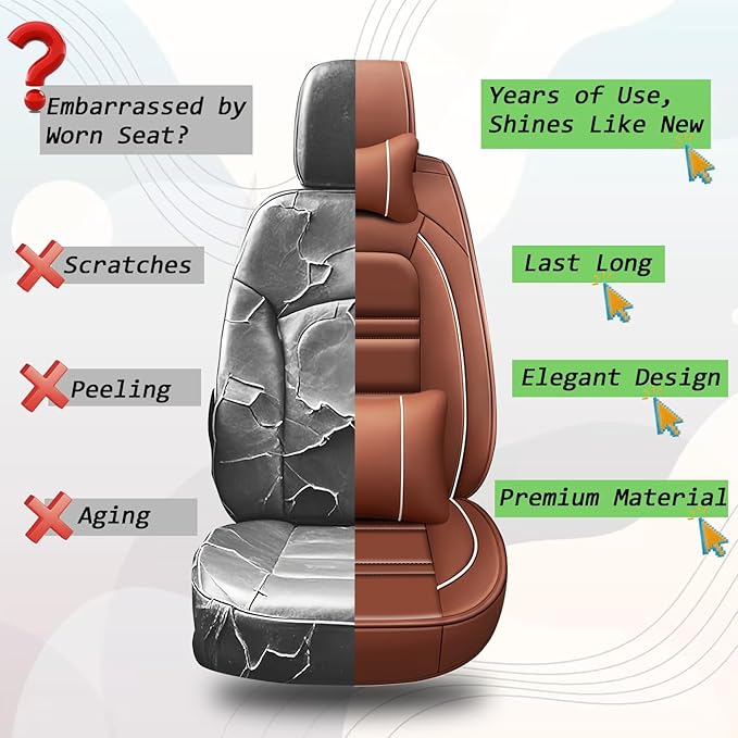 Car Seat Covers for JP Wrangler 2007-2025 | 5-Seats Seat Covers, Waterproof Seat Protectors, Automotive Seat Covers (Full Set with Pillow,Coffee)