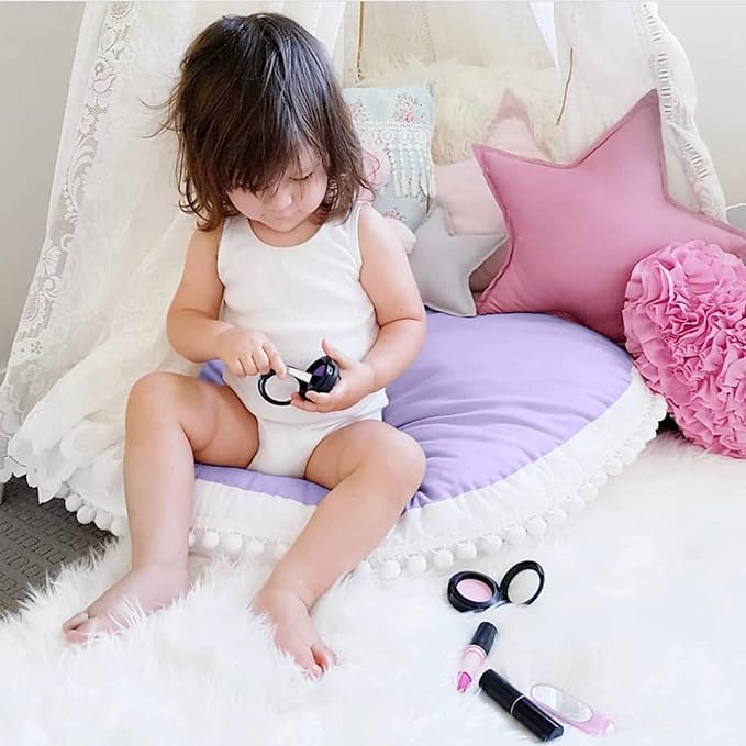Large Floor Pillow Kids Round Floor Cushion Seating, 35 inches Big Circle Pillow, Round Floor Pillows Seating for Children, Oversized Mat for Reading Nook Teepee Playroom Nursery, Purple
