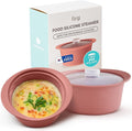40oz Platinum Silicone Microwave Steamer Pot with Handle & Lid - Korean 100% Food-Grade Steamer Bowl, Heat-Resistant Cooker with Steam Holes, Easy Clean, Dishwasher Safe, Dry Rose