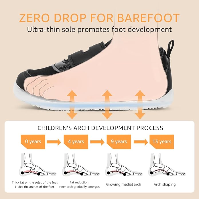 Toddler Wide Toe Box Barefoot Shoes Boys Girls Zero Drop,Baby First Walking Shoes Glitter Little Kids Sneakers Non-Slip Preschool Running Tennis Canvas Casual Preschool Outdoor Activities