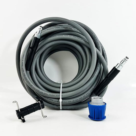 5800PSI/400Bar Ultra Flexible Pressure Washer Hose for Bosch Home Cleaning, 5M-30M High Pressure Extension Tube with Quick-Connect Adapter,(Red/Blue/Yellow/Green/Grey/Orange/Light Blue)(Grey,32FT)