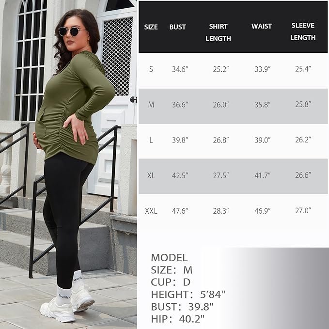 GINKANA Maternity Hoodie Long Sleeves Shirts Casual Maternity Top Pregnancy Sweatshirt Casual Clothes