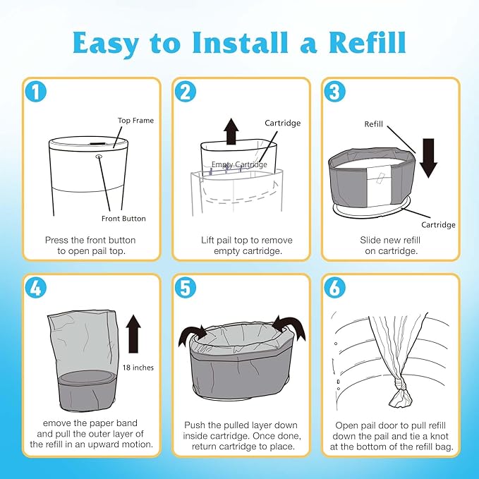 5 Pack Diaper Pail Refill Bags Compatible with Dekor Classic Diaper Pail, 40% Extra Length Refills Holds up to 3200 Diapers, Thickened Multi-layer Odor Control (Baby Scent)