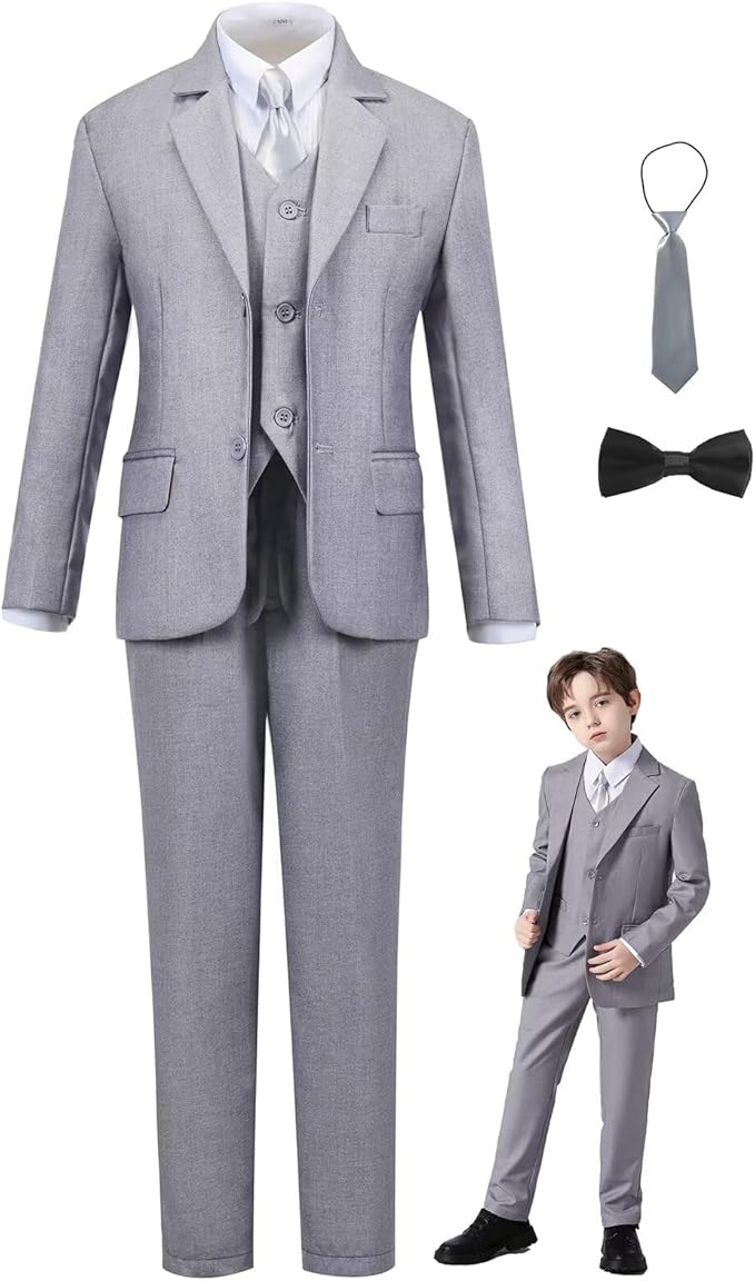 Boys Suit Set Slim Fit Kids Formal Suits Toddler Tuxedo Wedding Prom Classic Suits for Boy Teen Black Blue Dress Outfit