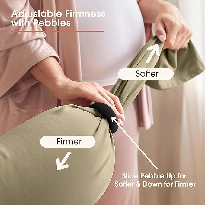 bbhugme Adjustable Pregnancy Pillow – Full Body Support for Side Sleeping - Adjustable Firmness and Shape - Supports Back, Legs, Belly, HIPS for Pregnant Women - Removable Cover - Dusty Olive