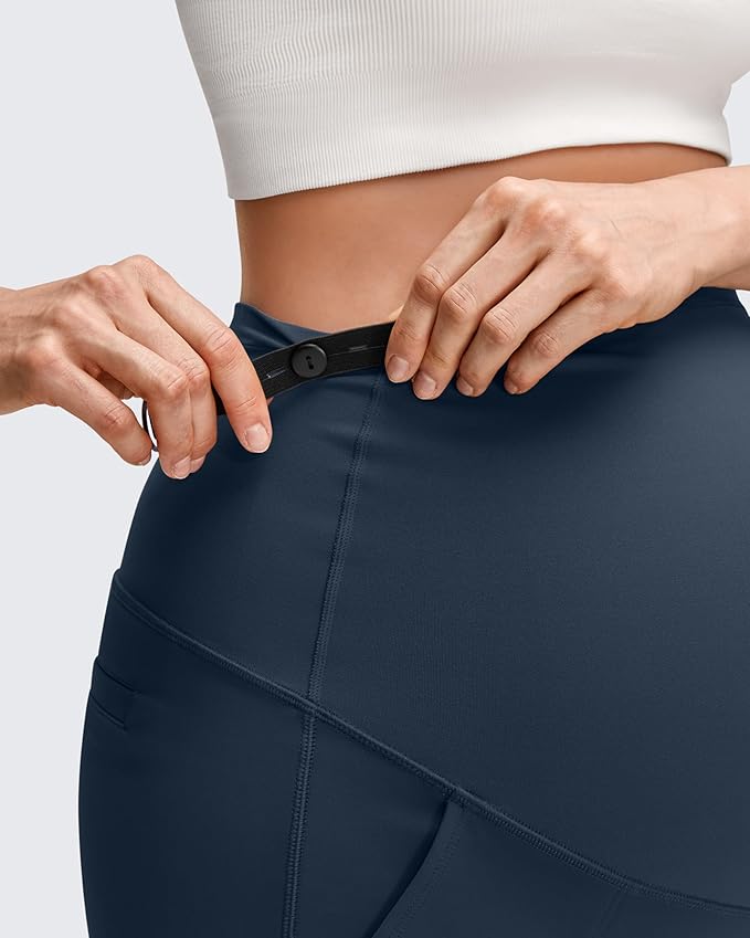 G4Free EverGoing Fleece Lined Maternity Wide Leg Pants Over The Belly Pregnancy Trousers with Pockets