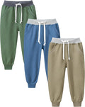 GFQLONG 3 Pack Toddler Boys Sweatpants Kids Active Jogger Pants with Pocket Drawstring