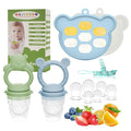 WAJIAYON Baby Breastmilk Popsicle Molds & Babies Fruit Feeder (4 Pack), Infant Food Freezer Tray Storage Containers, Silicone Teething Pacifier Feeder and Teether for Babies,Baby Feeders（Green）