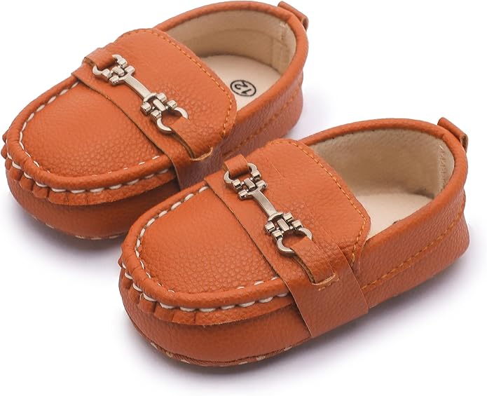 LONSOEN Baby Girls Boys Loafers Prewalker Dress Crib Shoes