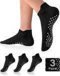 DIBAOLONG Pilates Socks with Grips for Women Yoga Socks Non Slip Barre Hospital Socks 6-Pairs Grippy Ankle Socks