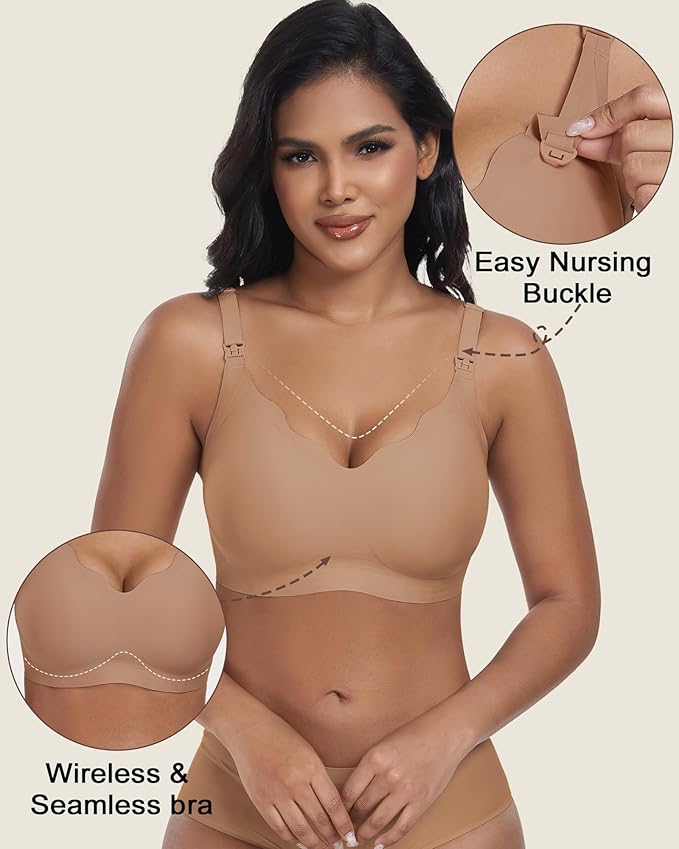 As Fairy Wireless Seamless Pumping Bra Hands Free Nursing Bra Wirefree Comfort Wearable Breast Pump Brass