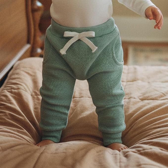 Sejardin Toddler Baby Boy Girl Pants 3 Pack Solid Color Elastic Waist Jogger Sweatpants Newborn Infant Casual Bottoms