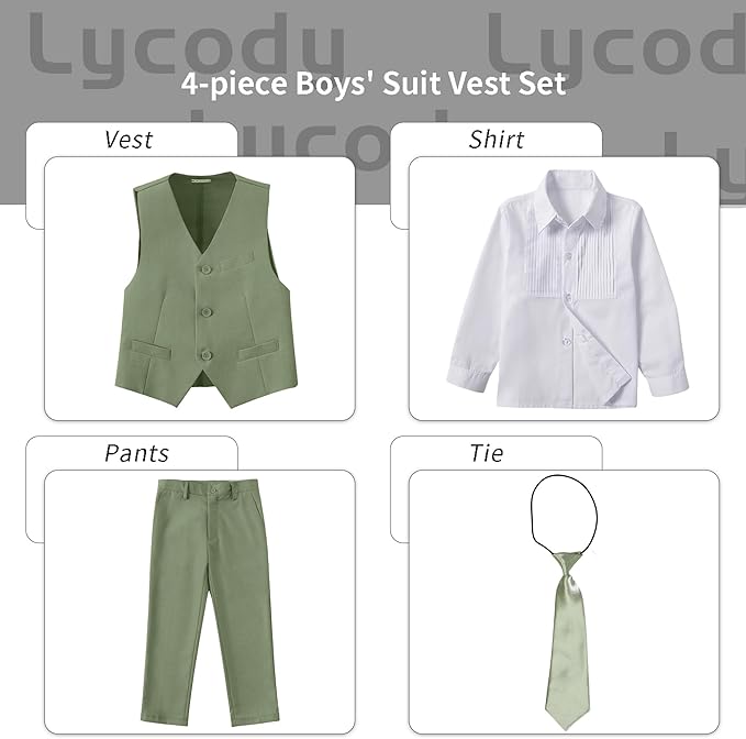Boys Vest Set Formal Dress Suits Wedding Outfit Dresswear
