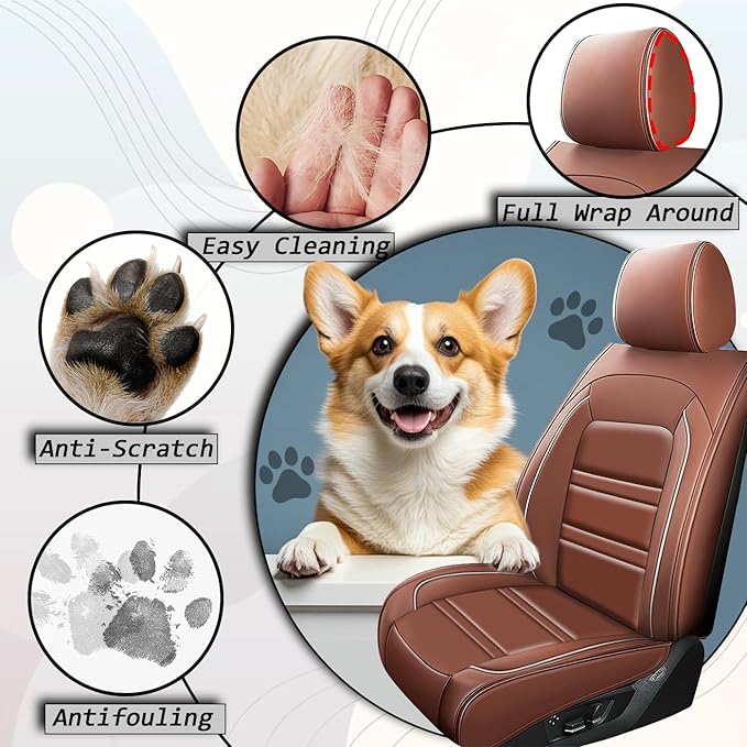 Car Seat Covers for Audi a3 2006-2025 | 5-Seats Seat Covers, Waterproof Seat Protectors, Automotive Seat Covers (Full Set with Pillow,Coffee)