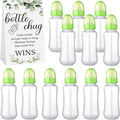 TrelaCo Cool Baby Shower Games Sets 12 Pcs Feeding Bottles with 1 Bottle Chug Sign for Gender Reveal Baby Shower Party Favors Decoration Games(Leaves,Green)