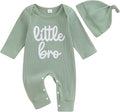 Fernvia Newborn Baby Boy Clothes Letters Print Bodysuit 3 6 9 12 18 Months Long Sleeve Jumpsuit with Hat 2PCS Outfits Set