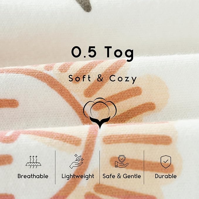 Yoofoss Baby Sleep Sack 12-18 Months 0.5 Tog Wearable Blanket for Baby, 3 Pack 100% Organic Cotton Infant Toddler Sleeping Sack 2-Way Zipper Lightweight Sleep Sack