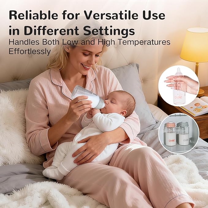 COMI Natural Glass Baby Bottle,Standard Neck Breastmilk Storage Bottle for Fridge,Breast Milk Container,Breast Pump Bottle Compatible with Medela Breast Pump,BPA Free,4PCS(5.1oz,4 Gray Lids)