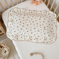 BuLuTu 100% Cotton Muslin Pillow Covers Fit for Kids Standard Size Pillow, Pansy Floral Print with Dots Pattern Children Ruffled Pillow Case, 1 pc, 20x26 Inch, Machine Washable