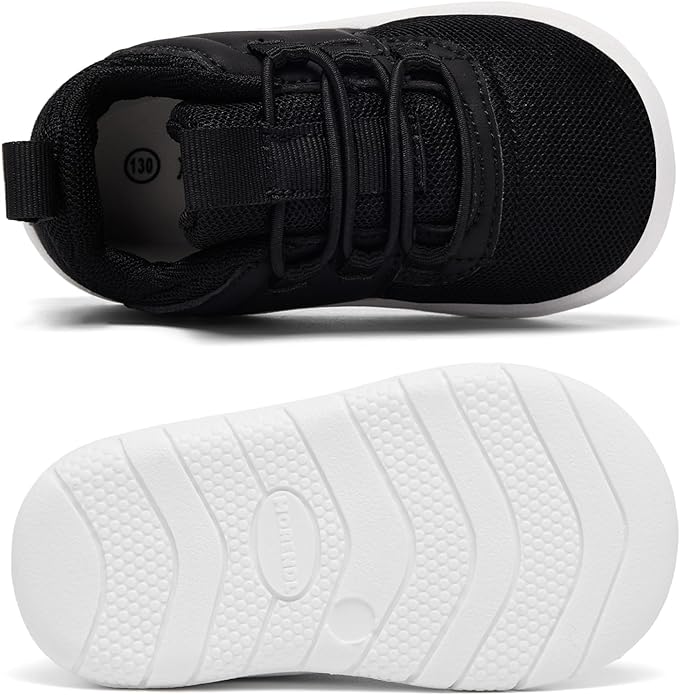 MORENDL Toddler Slip On Sneakers Baby Walking Shoes Non-Slip Breathable Unisex Pink Mesh Lace-Up Athletic Sneakers Infant Running Shoes