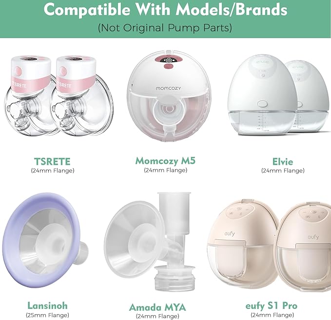 21mm Silicone Flange Inserts Compatible with Elvie Stride for Lansinoh for Medela for Spectra for eufy for Momcozy S9 S12 M5 M9 for Bellababy, Pump Parts Reduce 24-25mm elastic nipple to 21mm