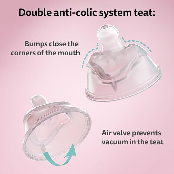 Herobility Double Anti-Colic Baby Bottles – 12 fl oz/340ml – 4-Pack – Multicolor – Sand, Woodchuck, Pink, White