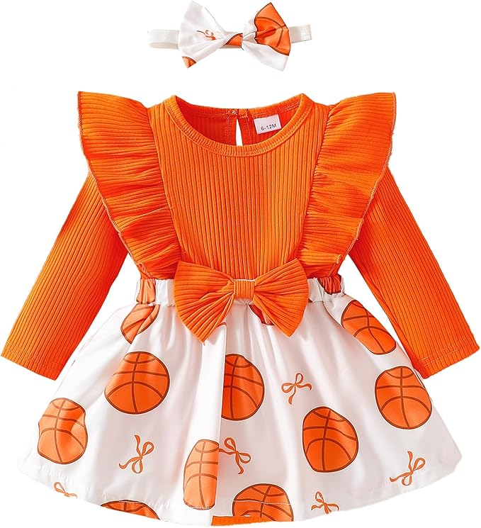 Chichoo Baby Girl Clothes Infant Fall Winter Outfits Newborn Long Sleeve Romper Dress Ruffle Bodysuit With Headband