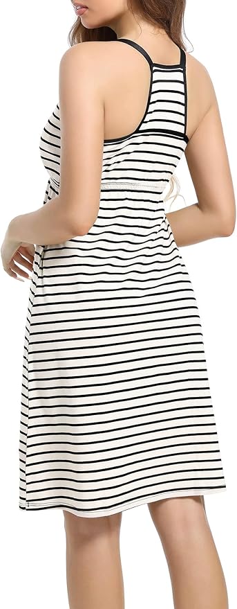 SUIEK 3-Pack Maternity Nursing Nightgown Cotton Breastfeeding Dress Pregnancy Tank Tops Sleepwear