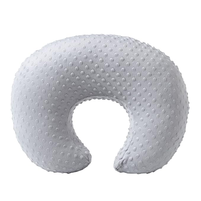 Baby Nursing Pillow and Body Positioner with Premium Slipcover for Breastfeeding for Baby Boys and Girls, Feeding Pillow with Breathable Comfortable Pillowcase (Gray)