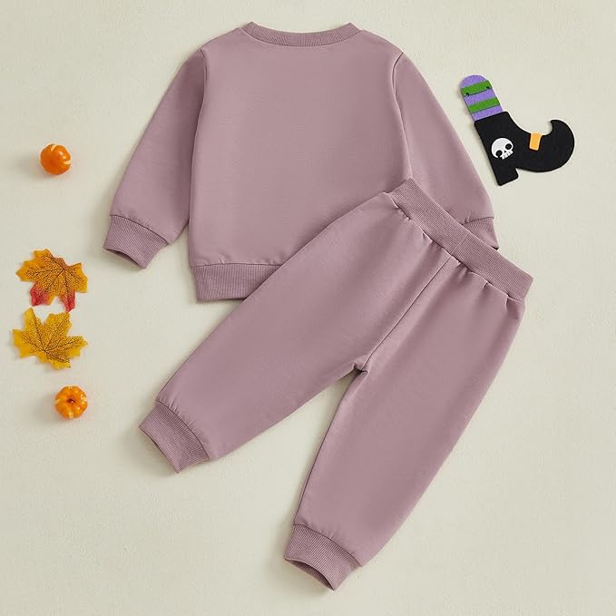 Fernvia Toddler Baby Girl Clothes 3 6 9 12 18 24 Months Fall Outfits Solid Long Sleeve Sweatshirt Tops + Pants Set