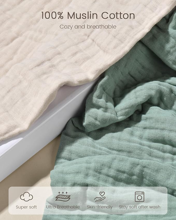 Hooded Baby Towels for Newborn, 35x35 Inch 2 Pack 100% Muslin Cotton Baby Bath Towel, Soft Baby Beach Towels with Hood for Infants, Toddlers and Kids, Essentials Must Haves