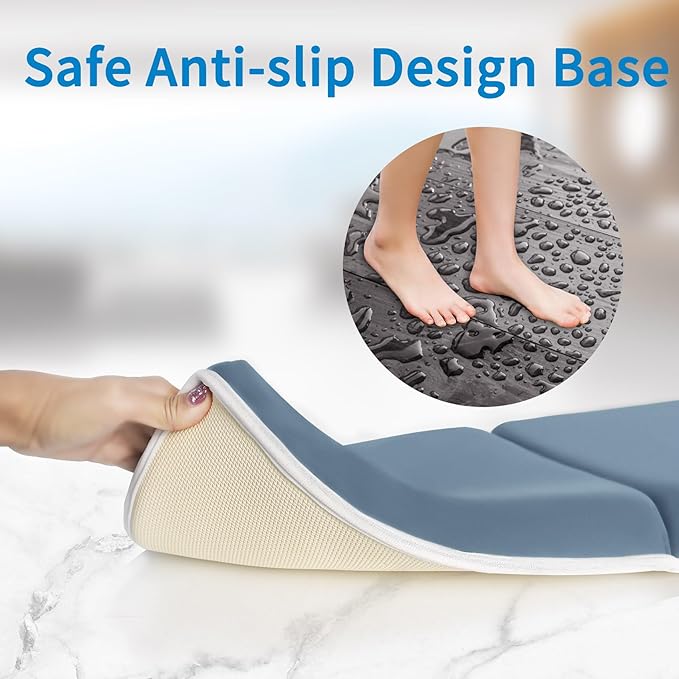 JJGoo Bath Kneeler with Elbow Rest Pad Set, 1.5 inch Kneeling Pad Mat for Bathtub Baby Bathing Parents, Painless Foam Mat with Toy Organizer Pockets, Non-Slip for Baby and Toddler Bathing