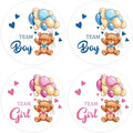 80Pcs Cute Bear Gender Reveal Stickers Roll, 2 Inch Team Boy Team Girl Gender Reveal Labels, Pink and Blue Self-Adhesive Decorative Round Stickers for Baby Shower Party Supplies