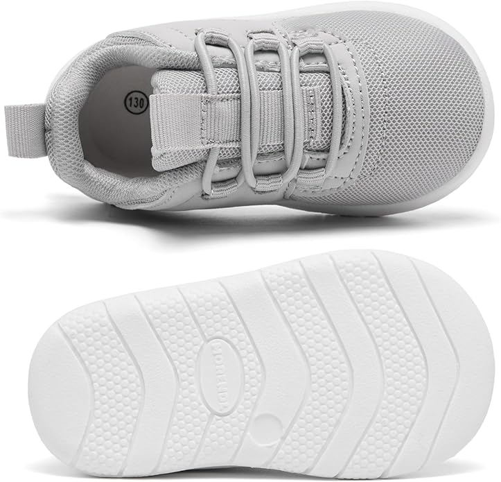MORENDL Toddler Slip On Sneakers Baby Walking Shoes Non-Slip Breathable Unisex Pink Mesh Lace-Up Athletic Sneakers Infant Running Shoes