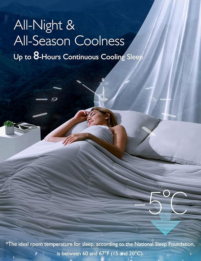 Momcozy Life CoolMurm Cooling Comforter for Hot Sleepers, Twin/Twin XL 68" x90” Soft Breathable Pregnancy Cooling Blanket, 3-Second Cooling, 8 Hours+ Stay Cool All Night, Beige Yellow