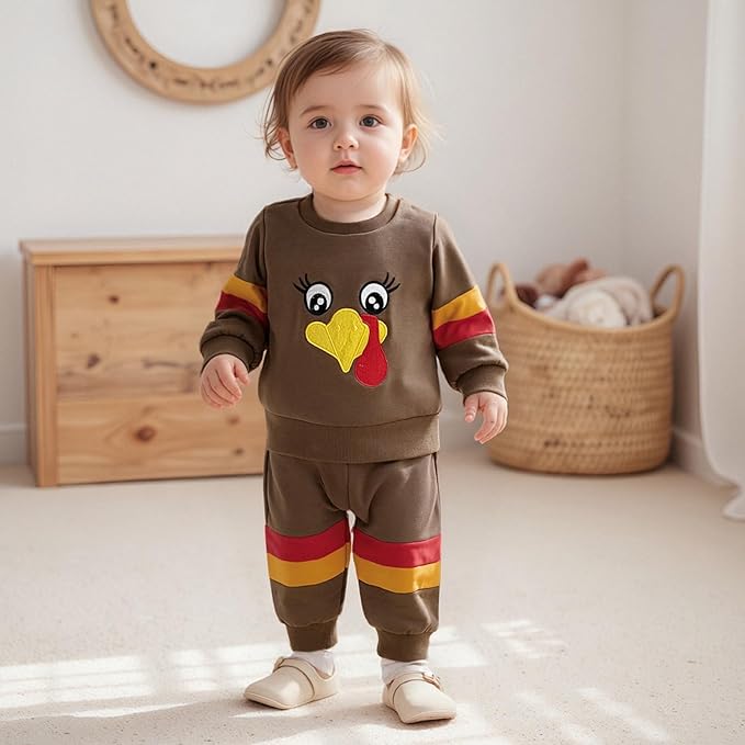 Fernvia Toddler Baby Girl Clothes 3 6 9 12 18 24 Months Fall Outfits Solid Long Sleeve Sweatshirt Tops + Pants Set