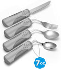 Adaptive Utensils (4-Piece Kitchen Set) Weighted 7 oz - 42° Angled Utensils for Parkinson's Patients, Hand Tremors, Arthritis & Elderly - Weighted Silverware for Hand Tremors (Left Handed)