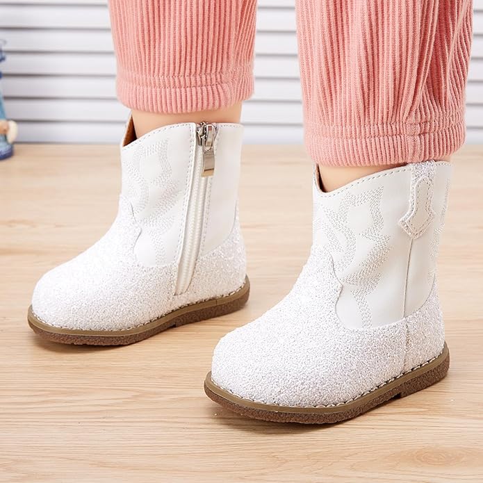 BMCiTYBM Baby Cowboy Cowgirl Boots Infant Western Shoes Boys Girls Round Toe Boots All Seasons 6-24 Months