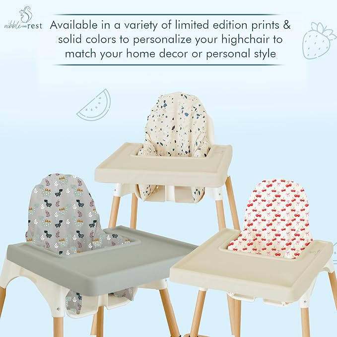 Nibble and Rest Highchair Cushion Cover for Inflatable Cushion, Compatible for IKEA Antilop Highchair,Accessories Stain-Proof and Wipeable Cover (Cushion NOT Included)(taupebunnybliss)